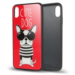 iPhone Xr 6.1in Design Tempered Glass Hybrid Case (Cute Dog)